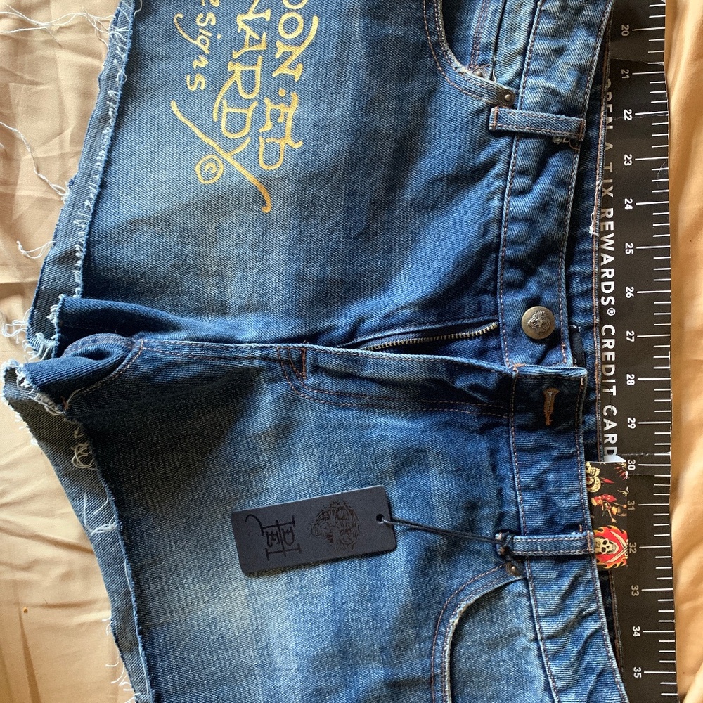 Ed hardy denim daisy duke shorts